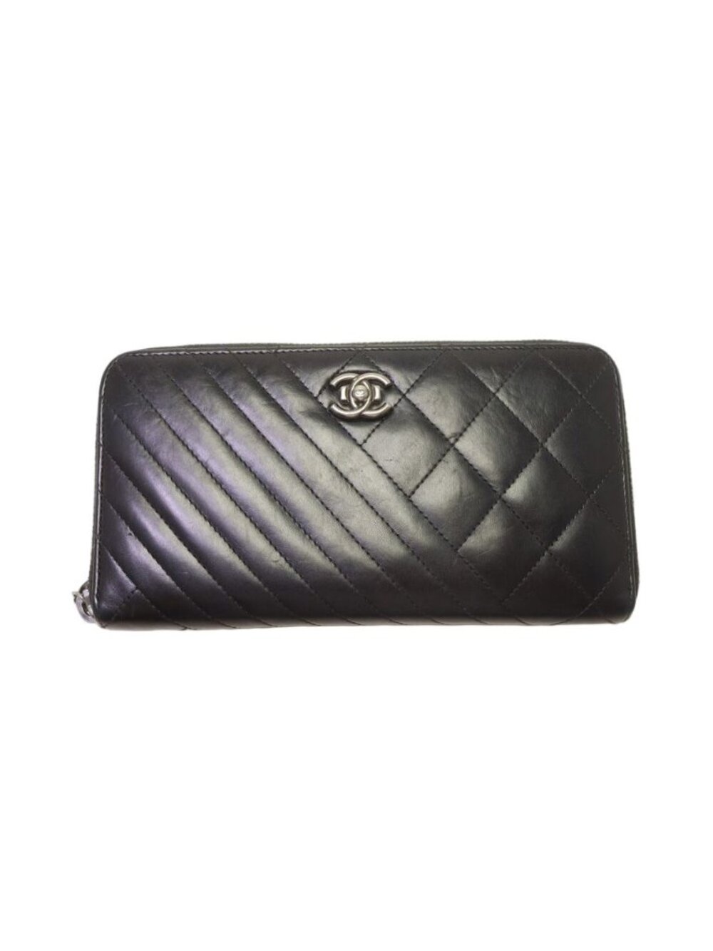Chanel CC Logo Lambskin Zip Around Wallet